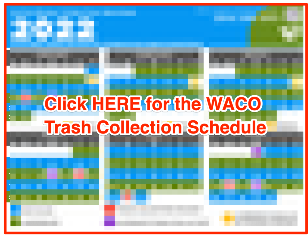 Waco trash collection schedule calendar 