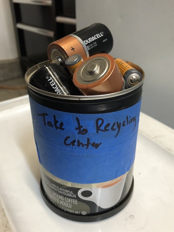 Battery jar to take to recycling center