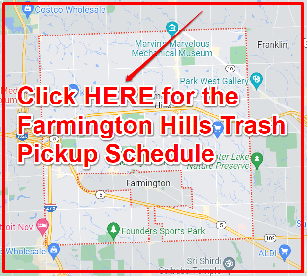 Farmington Hills Trash Pickup Schedule Map