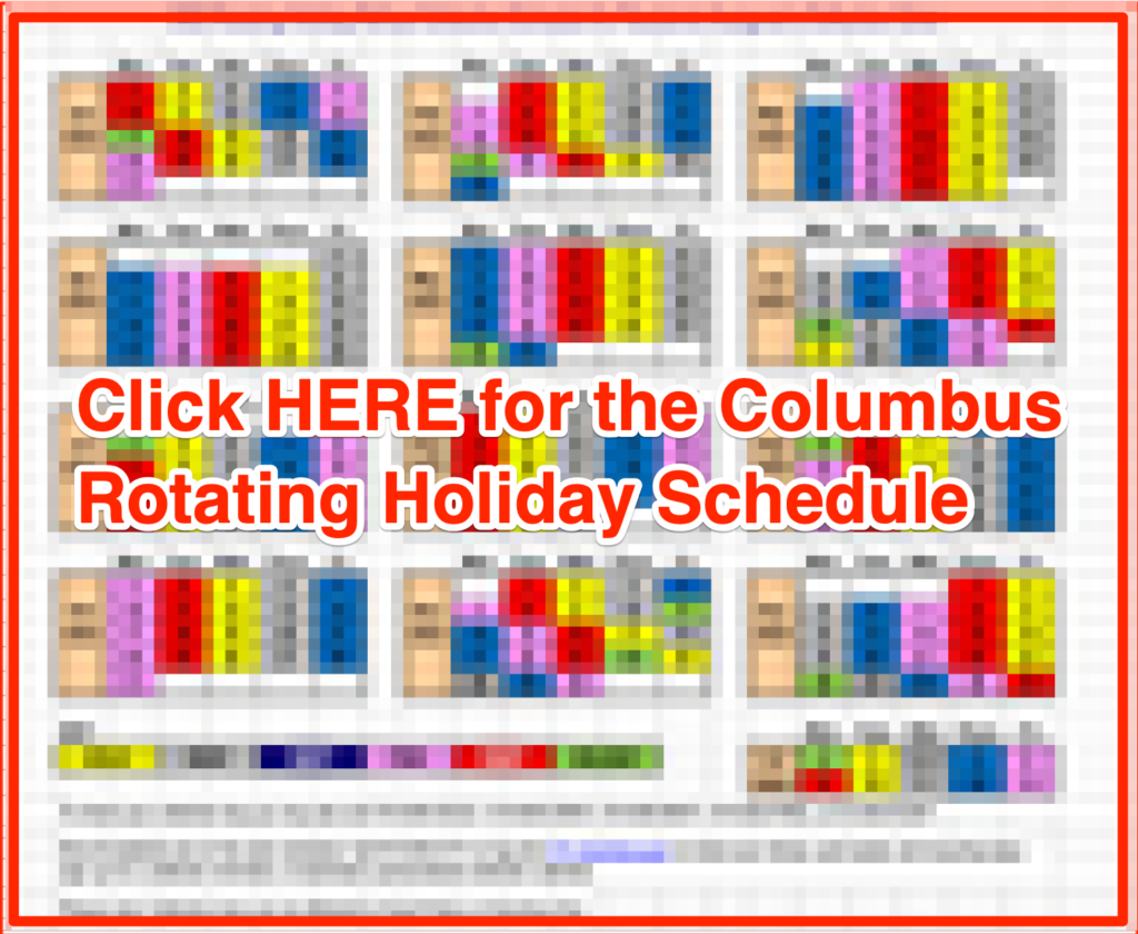 Columbus holiday rotating schedule

