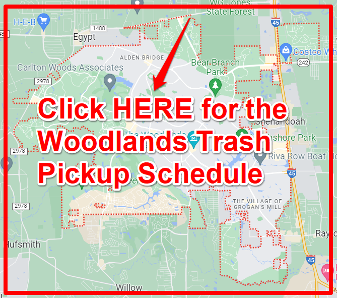 Woodlands Trash Pickup Schedule Map