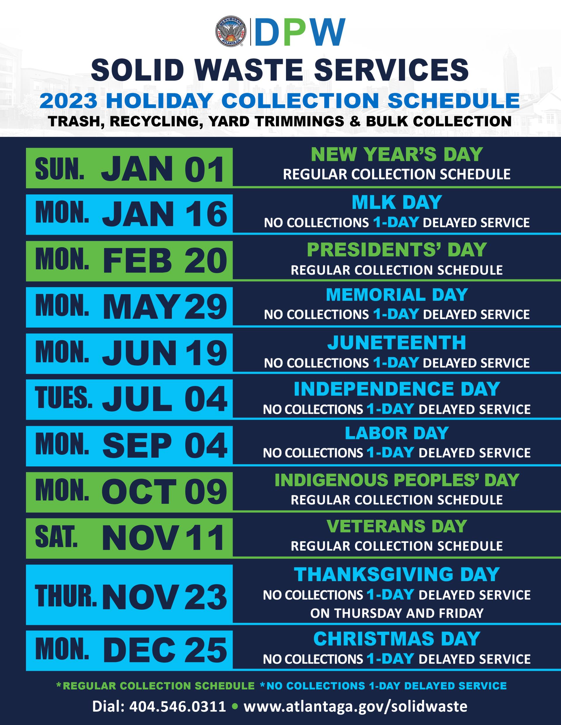 Atlanta Trash Schedule 2023 (Bulk Pickup, Holidays, Maps)