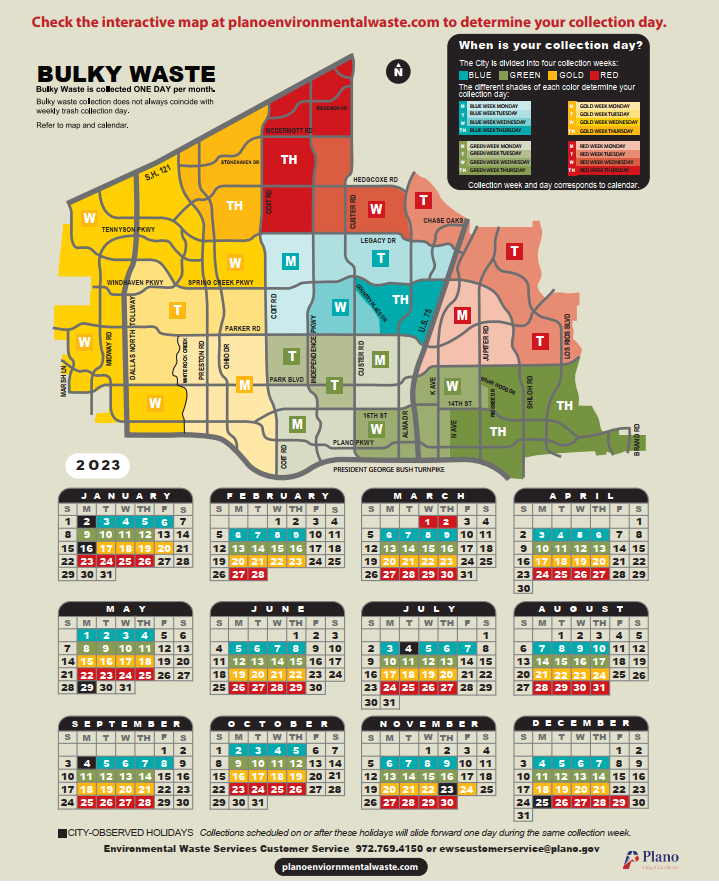 Plano Trash Schedule 2023 (Holidays, Bulk Pickup, Recycling)