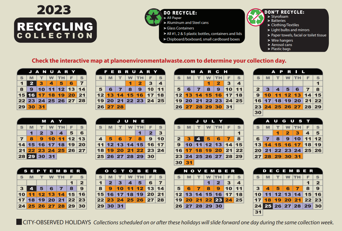 Plano Trash Schedule 2024 (Holidays, Bulk Pickup, Recycling)