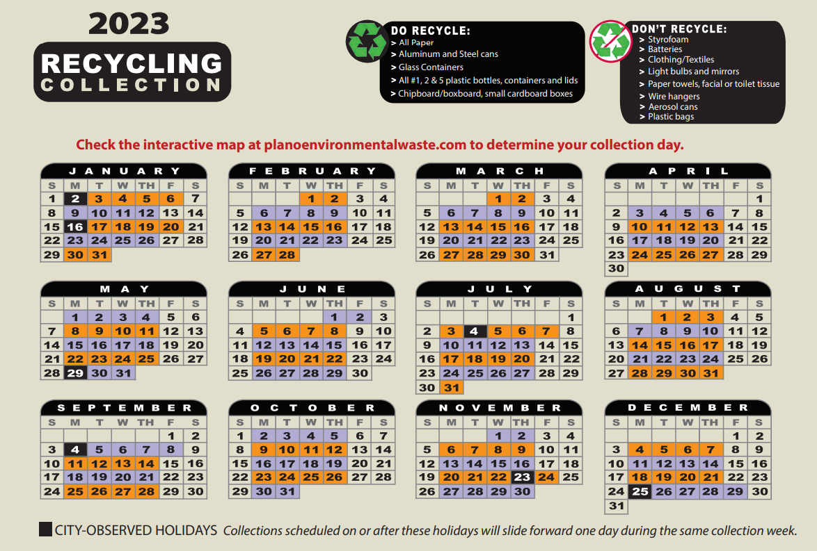 Plano Trash Schedule 2025 Holidays Bulk Pickup Recycling 